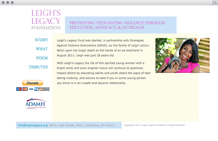 Leigh's Legacy Foundation home page