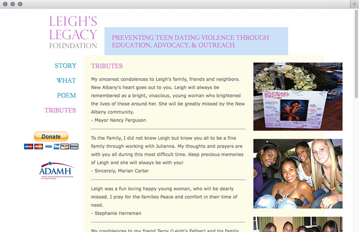 Leigh's Legacy Foundation tribute page